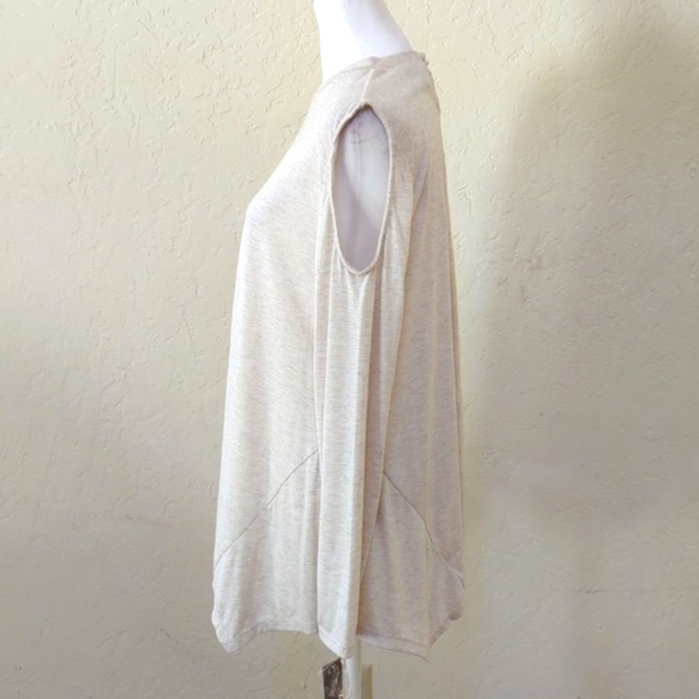 Style & Co Beige Speckled Shimmer Cold Shoulder Long Sleeve Top Size Medium - Picture 7 of 12